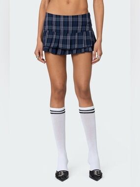 Dolls Kill New Pink Micro Plaid Mini Skirt With Built In Shorts New With Tags